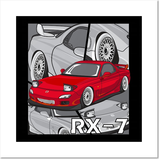 Mazda RX7 (red) Wall Art by zevalia